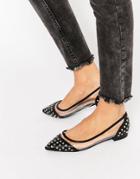 Asos Lara Studded Ballet Flats - Black
