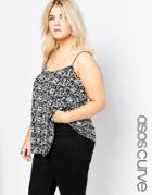 Asos Curve Cami Top In Mono Print