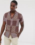 River Island Revere Collar Shirt With Geo Print-pink
