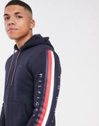 Tommy Hilfiger Global Logo Zip Hoodie In Navy