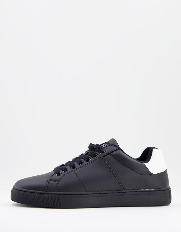 French Connection Contrast Heel Sneakers In Black And White