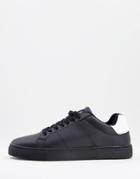 French Connection Contrast Heel Sneakers In Black And White