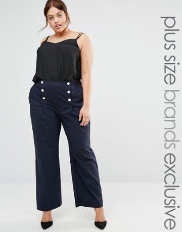 Closet Plus Button Front Pants - Navy