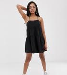 Collusion Petite Tiered Cami Smock Mini Dress-black