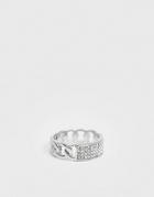 Designb Chain Ring With Crystal Detail In Silver - Silver