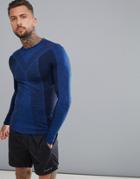 Asos 4505 Long Sleeve T-shirt With Jacquard Seamless Knit - Navy