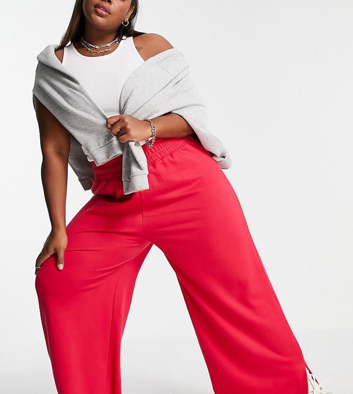 Public Desire Curve Wide Leg Sweatpants In Fuchsia-pink