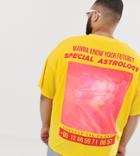 Asos Design Plus Organic Cotton Oversized T-shirt With Back Neon And Black Street Print - Yellow