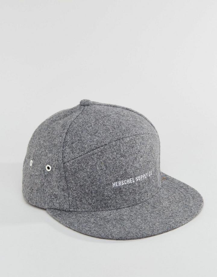 Herschel Supply Co Foster Cap In Gray Melton Wool - Gray