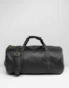 Mi-pac Tumbled Leather Look Barrel Bag In Black - Black