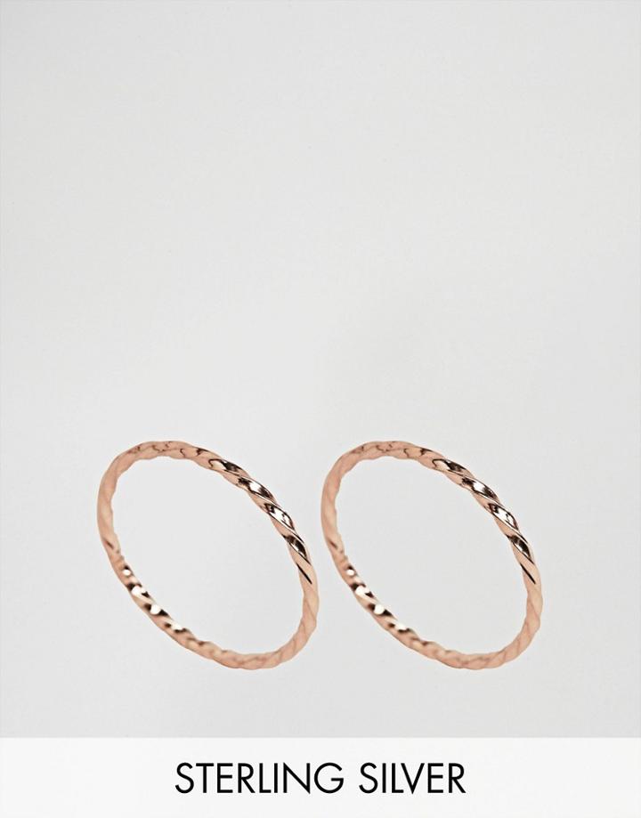 Asos Rose Gold Plated Sterling Silver Pack Of 2 Braid Rings - Copper