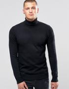 Blend Slim Roll Neck Knit Sweater Black - Black
