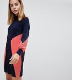 Asos Design Petite Color Block Plisse Sweat Dress-multi