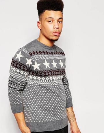 Vacant Holidays Sweater In Fairisle - Gray