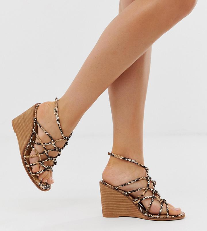 Asos Design Wide Fit Zoe Wedge Sandals-multi