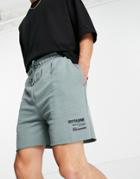 Sixth June Jersey Shorts In Dusty Green With Logo Print And Raw Hem - Part Of A Set