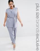 Lavish Alice Plus Belted Vest Culotte Jumpsuit - Gray