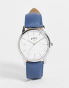 Limit Unisex Faux Leather Watch In Blue With White Dial-gray