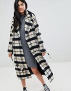 Deby Debo Logan Check Wool Blend Coat - Beige