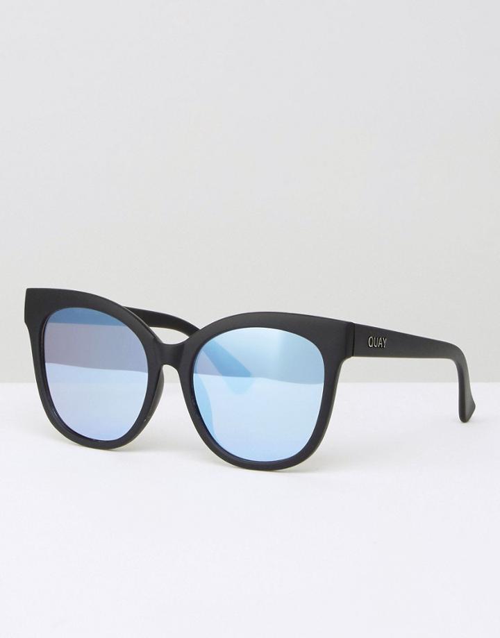 Quay Australia It's My Way Flat Lens Cat Eye Sunglasses With Flash Lens - Black
