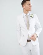 Asos Design Skinny Suit Jacket In White - White