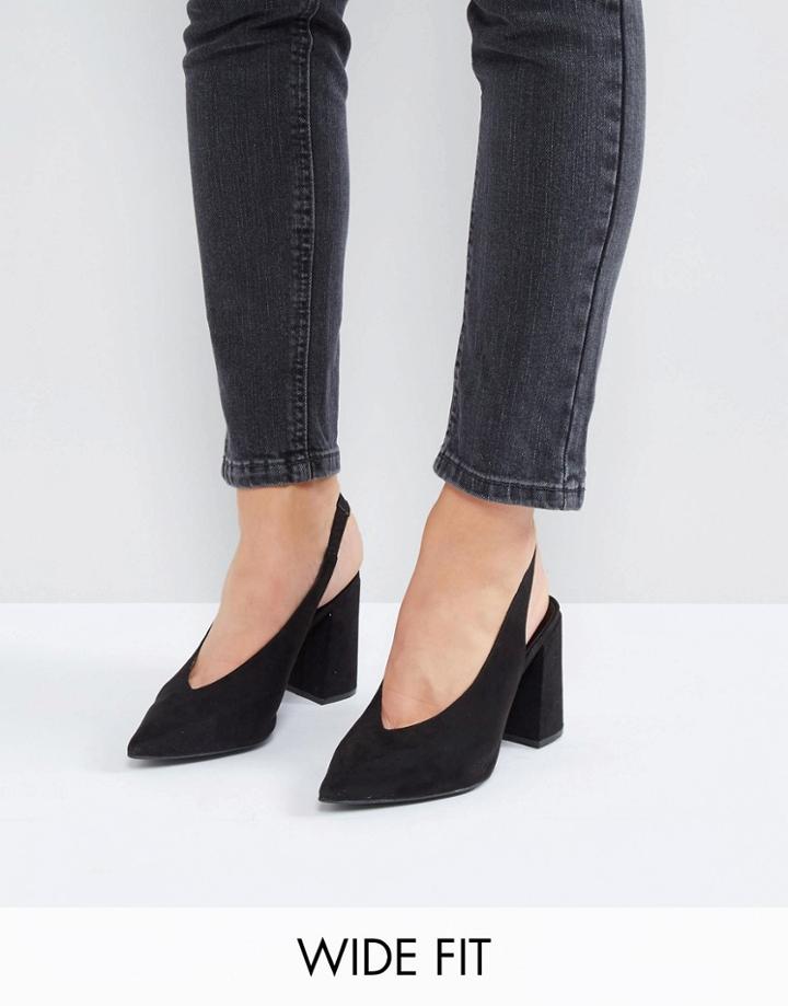 New Look Wide Fit Pointed Sling Back Heeled Shoe - Black