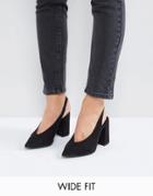 New Look Wide Fit Pointed Sling Back Heeled Shoe - Black