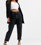 River Island Petite Distressed Mom Jeans In Black-blues