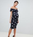 True Violet Maternity Off Shoulder Polka Dress - Multi