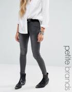 Noisy May Petite Eve Low Waist Super Slim Panel Detail Jean - Gray