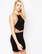 Asos Body-conscious Dress With Cut Out Detail And Tipping In Knit