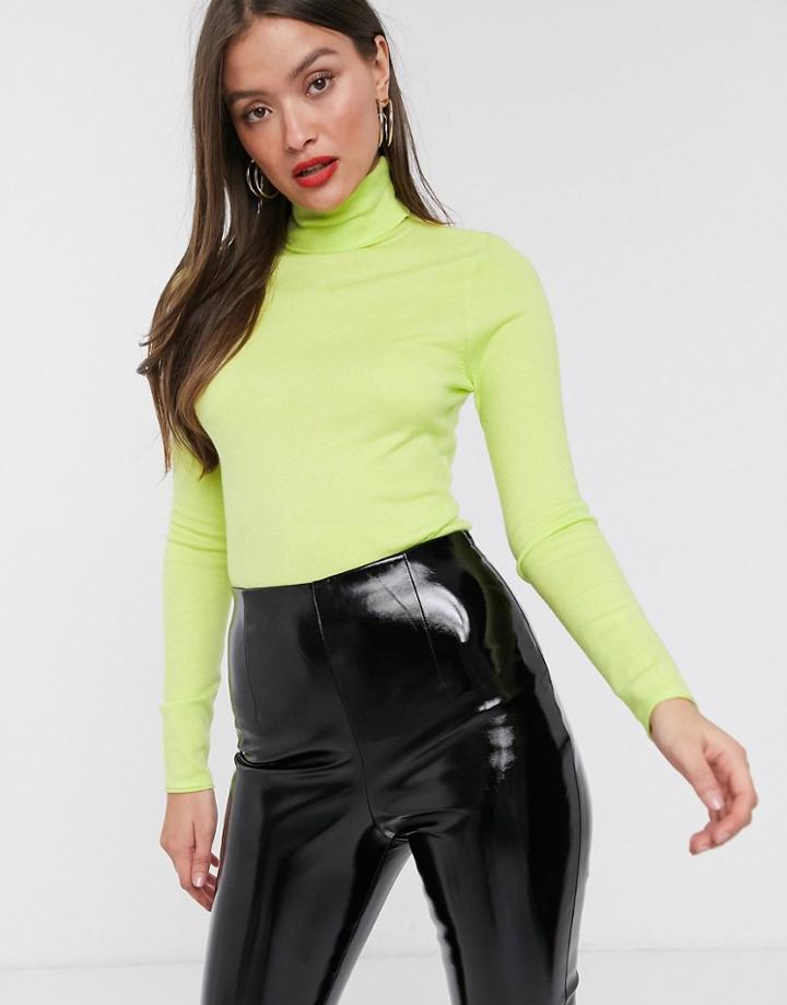 River Island Lightweight Knit Roll Neck Sweater In Green