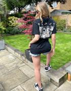 New Love Club Oversized T-shirt With Hackney Leopards Graphic Back Print In Gray-grey