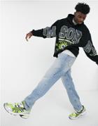 Weekday Kori Printed Hoodie In Black