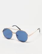 Svnx Rounded Aviator Sunglasses In Rose Gold