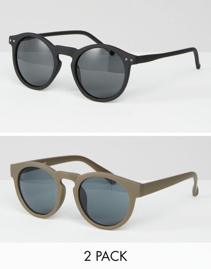 Asos Round Sunglasses 2 Pack Save 20%