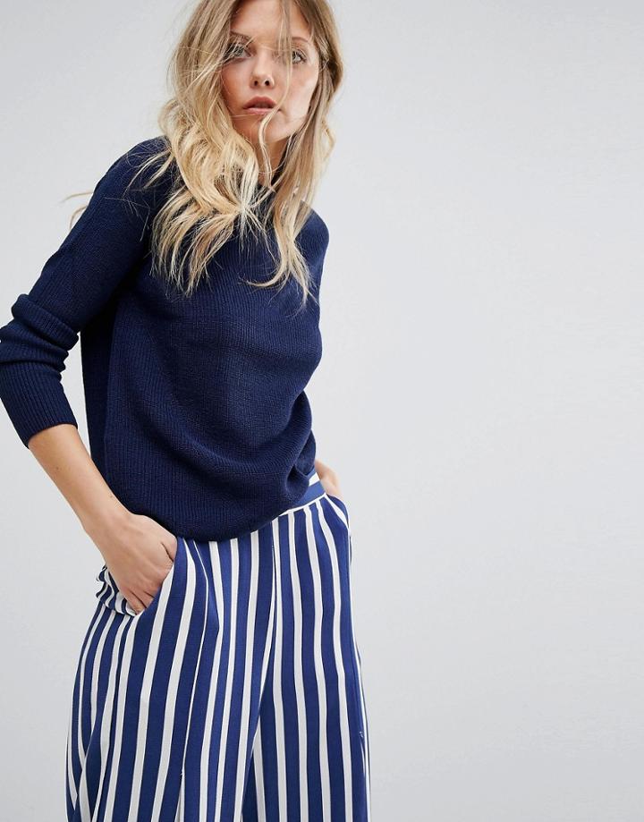 Mango Crew Neck Sweater Sweater - Navy
