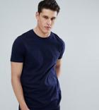 Asos Design Tall Longline T-shirt With Crew Neck In Navy - Navy