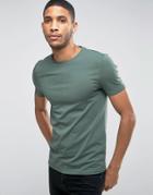 Asos Muscle T-shirt With Crew Neck In Green - Blue