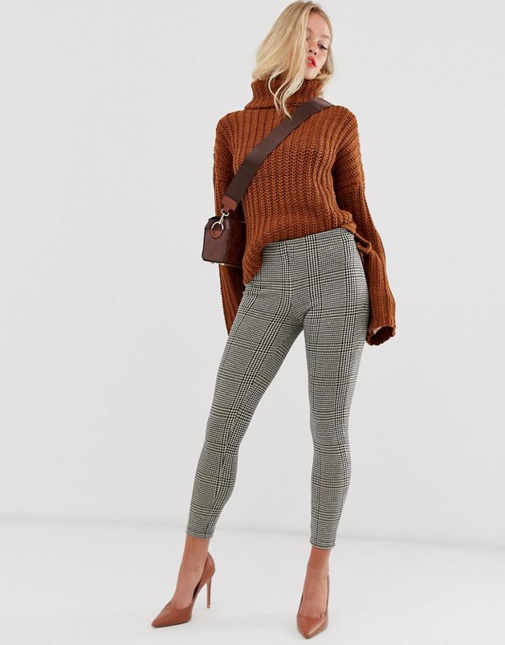 Mango Leggings In Check Print-gray