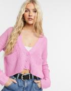 Qed London Cropped Cardigan In Pink