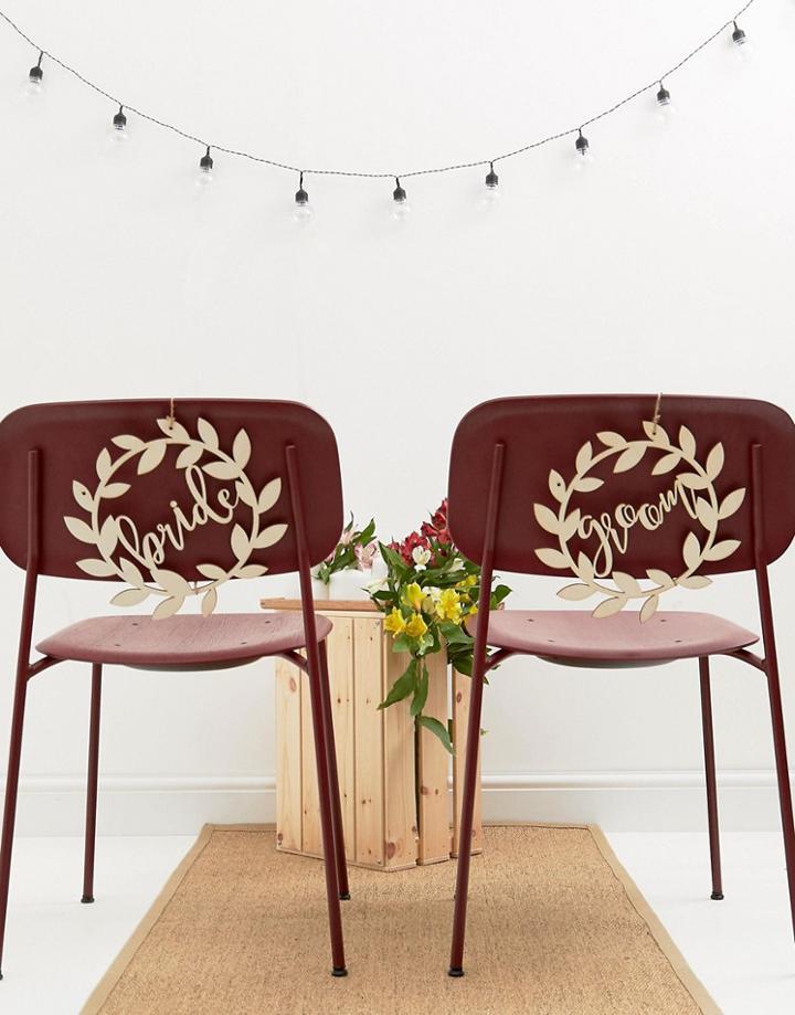 Ginger Ray Bride & Groom Wedding Chair Signs - Multi