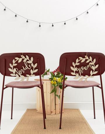 Ginger Ray Bride & Groom Wedding Chair Signs - Multi