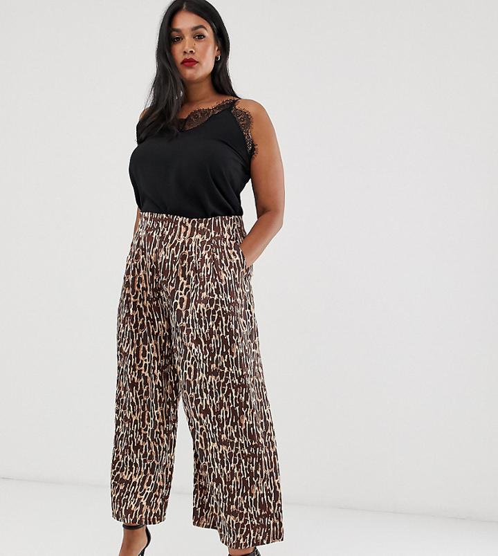 Unique21 Hero Tonal Brown Abstract Animal Pleated Pants - Brown