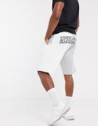 Mennace Two-piece Short With Quarter Panel In White And Gray Mix-grey