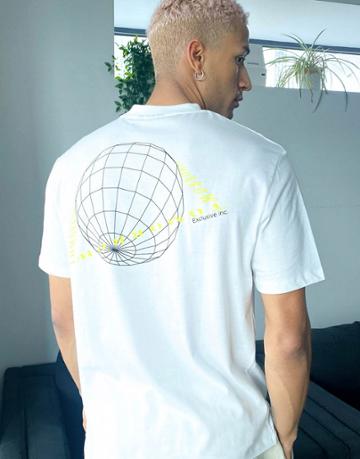 Asos Design Relaxed Organic T-shirt In White With Front Pocket & Back Sphere Print