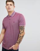 Fred Perry Slim Fit 2 Color Tipped Oxford Weave Polo In Red - Red