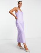 River Island Satin Cowl Neck Midi Dress In Light Purple