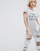 Asos T-shirt With Fight For The Future Print - Gray