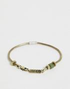 Icon Brand Chain Bracelet With Green Bead In Silver - Silver